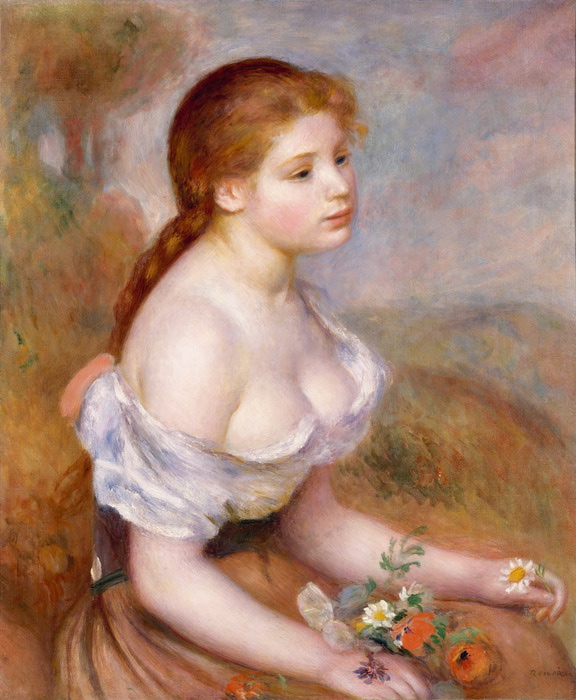 Огюст Ренуар - Молодая девушка с ромашками 1889 (576x700, 129Kb)