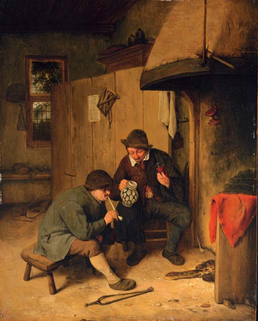 Peasants drinking and smoking in a kitchen interior  (512x637, 83Kb)