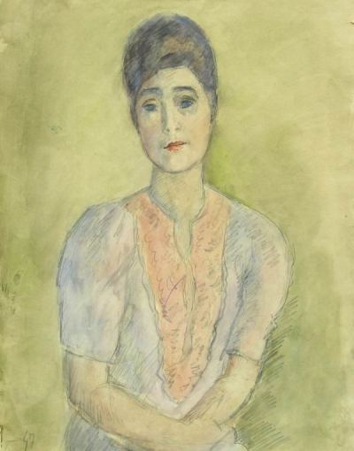Копия Женский портрет, 1947. Бумага, графитный карандаш, акварель. (400x510, 25Kb)