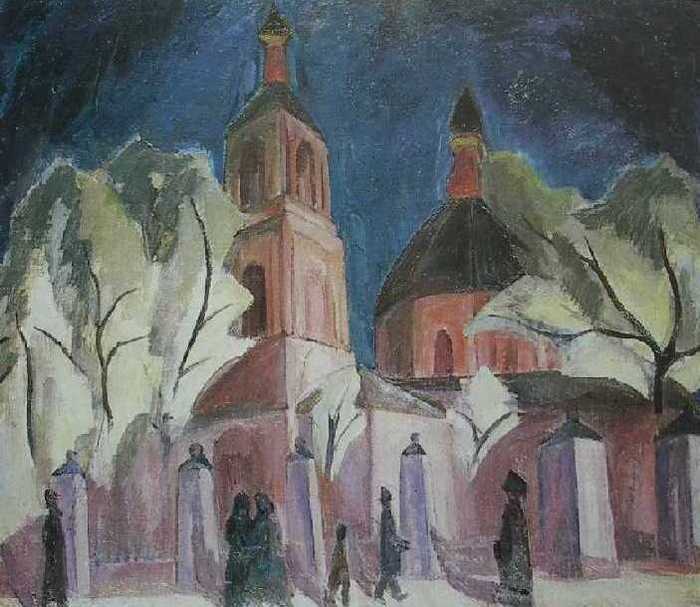 Церковь в Обыденском (в лиловом) 1912. (700x607, 47Kb)