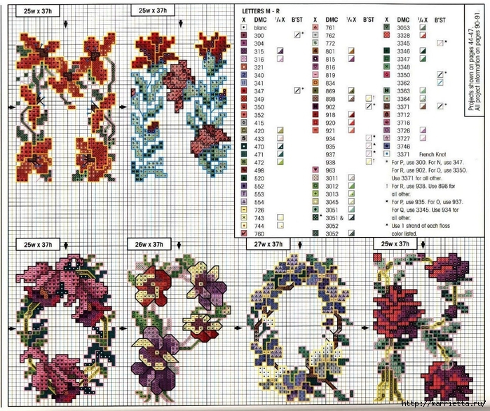 Красивая цветочная вышивка - АЛФАВИТ (24) (700x586, 444Kb)