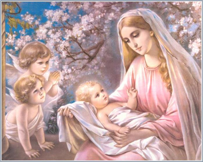 Для декупажа. Изображения Девы Марии с сыном Иисусом (10) (700x558, 65Kb)