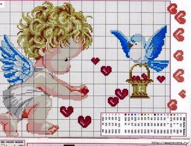Схемы детской вышивки крестиком. Ангелочки (11) (640x491, 227Kb)