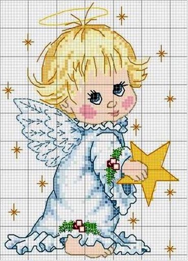 Схемы детской вышивки крестиком. Ангелочки (36) (369x512, 59Kb)
