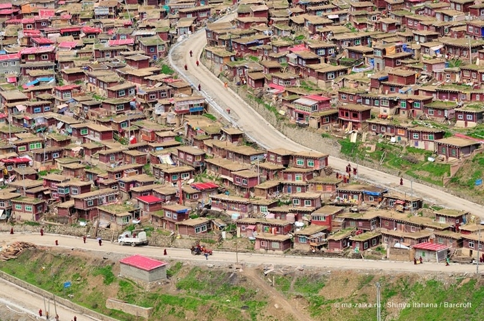 Дома тибетских буддистов на склоне Larung Gar