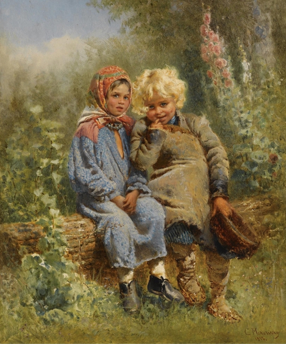 Peasant Children at rest (581x700, 352Kb)