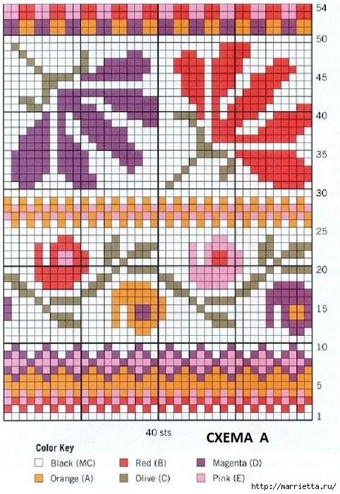 Пуловер спицами с цветочным орнаментом (1) (482x700, 327Kb)