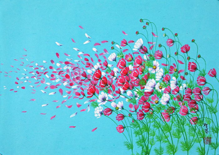 цветы космеи Won Seong Gi 5 (700x496, 94Kb)