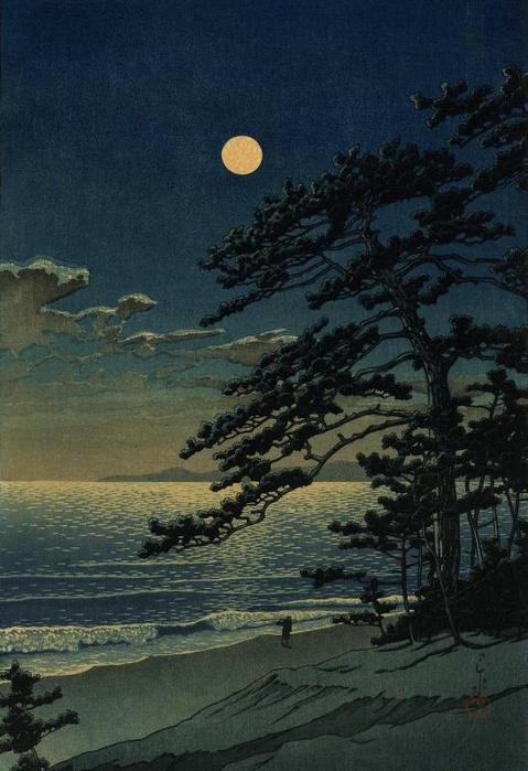 Hasui Kawase. Spring Moon at Ninomiya Beach, 1932 (479x700, 241Kb)