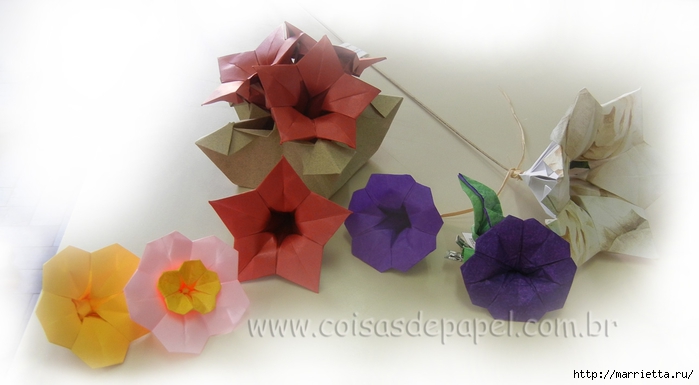 Цветы оригами из бумаги. ВЬЮНОК (4) (700x385, 133Kb)