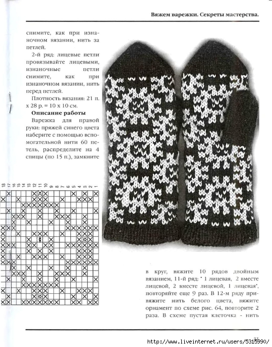 Простой узор для вязания варежек Простой узор для вязания варежек