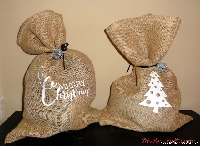 Идеи упаковки новогодних подарков. Шьем мешочки и украшаем их орешками (17) (640x466, 236Kb)