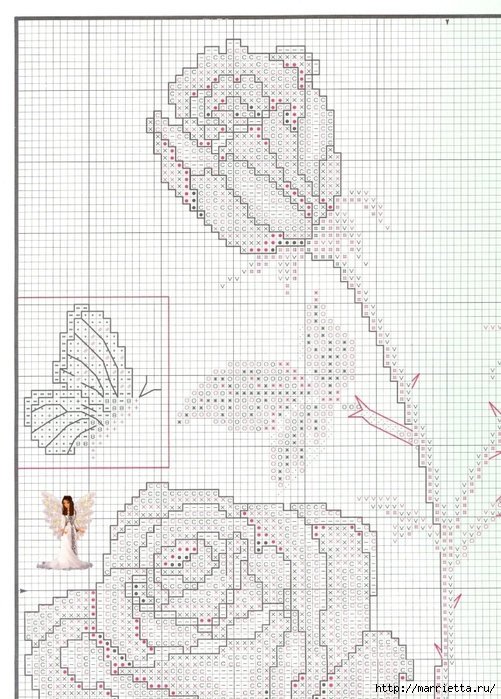 Схемы вышивки. Новогодняя и цветочная тематика (10) (501x700, 306Kb)