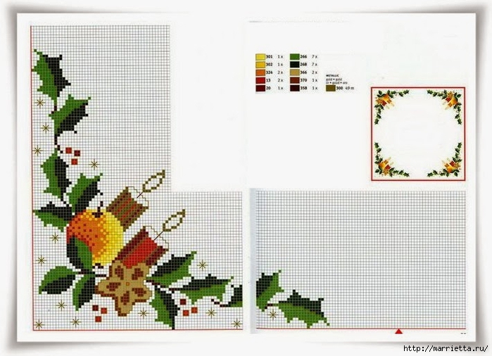 Схемы вышивки. Новогодняя и цветочная тематика (43) (700x506, 221Kb)