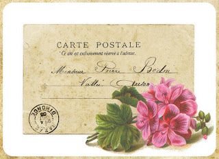Pink geranium & French postcard (320x232, 77Kb)