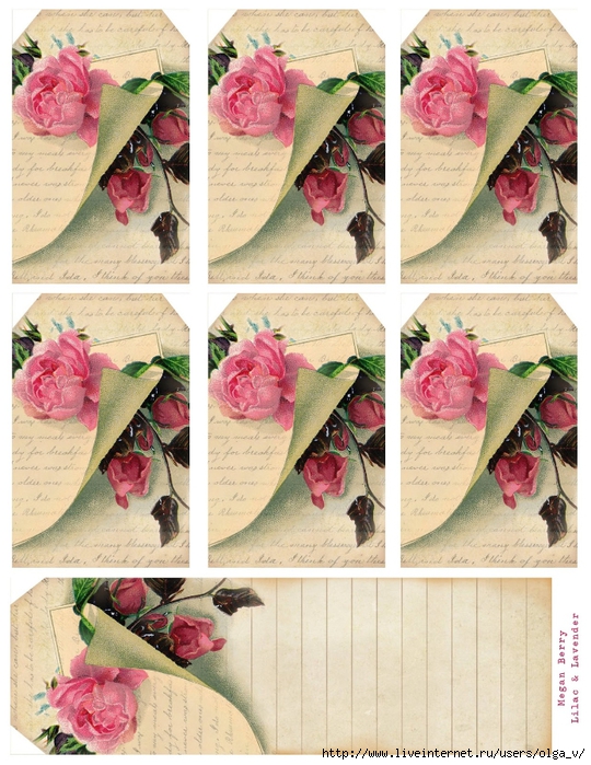 Pink rose note ~ gift tags ~ lilac-n-lavender (540x700, 348Kb)