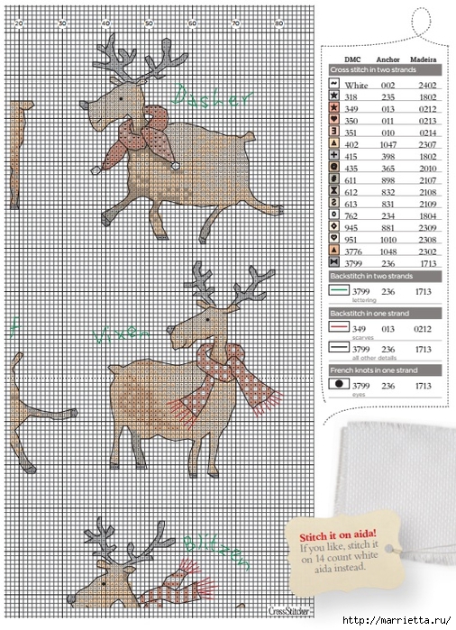 Рождественские олени на подушке. Схемы вышивки крестом (2) (506x700, 363Kb)