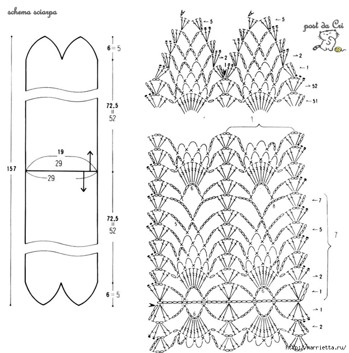 Схемы вязания крючком шарфиков (3) (692x700, 256Kb)
