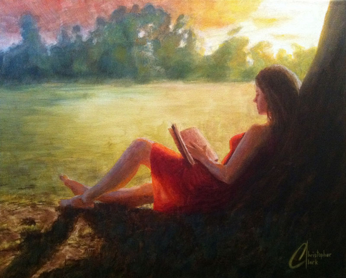 Reading-Tree-christopher-clark-art-original-oil-painting-sunset-figurative-landscape (700x561, 365Kb)