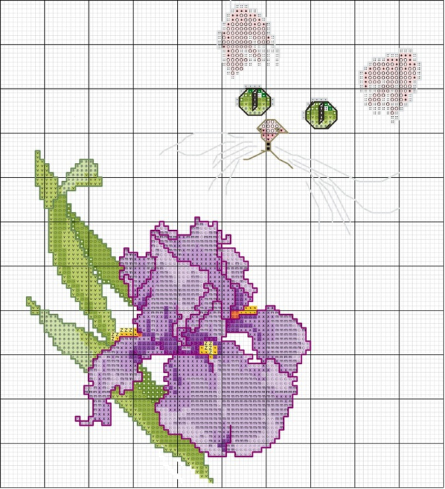 котенок и цветы21 (636x700, 377Kb)