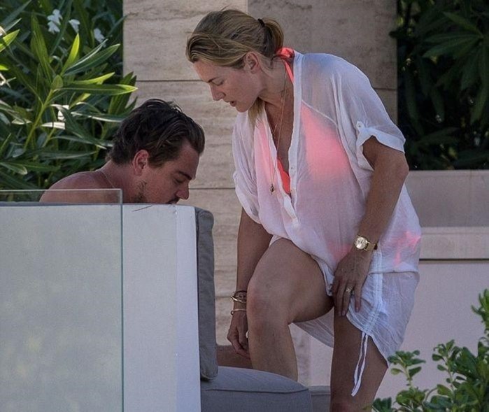 Кейт Уинслет и Леонардо Ди Каприо на отдыхе у бассейна в Сен Тропе