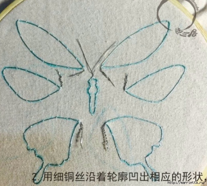 Объемная вышивка. Бабочки в вышивке гладью (14) (660x592, 278Kb)