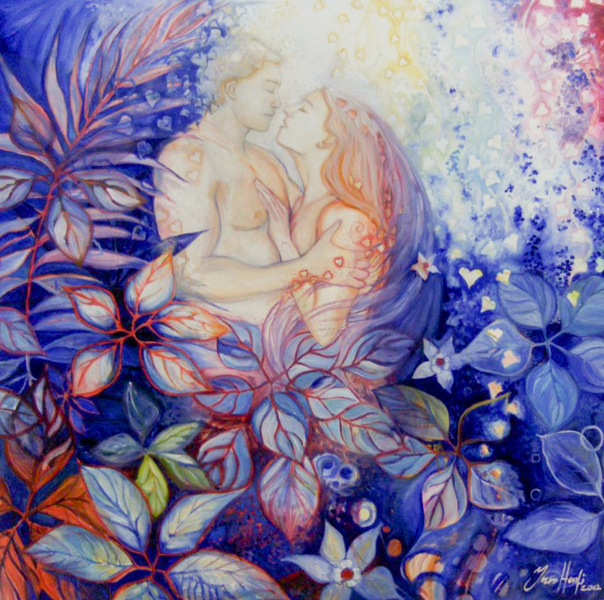 In-the-garden-of-Paradise-100x100-cm-oil-on-canvas-by-Ines-Honfi (604x600, 540Kb)