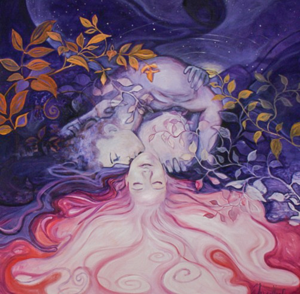 Night-of-love-oil-on-canvas-100x100-cm-by-Ines-Honfi (612x600, 401Kb)