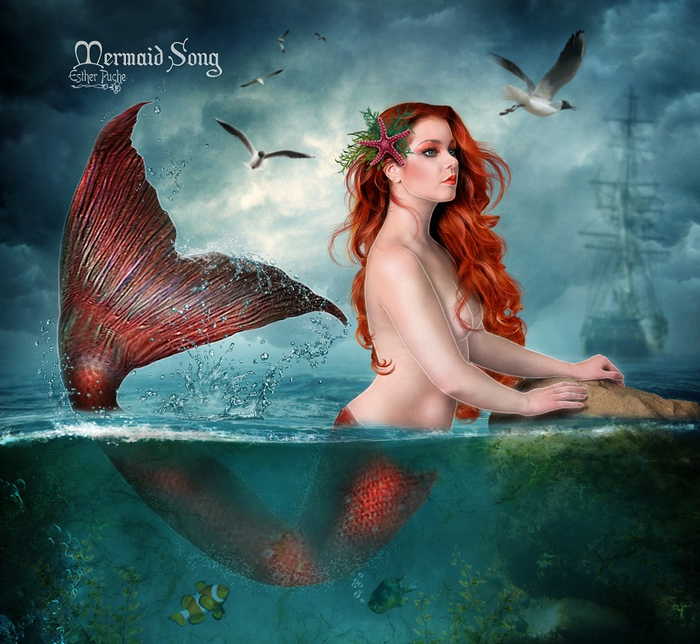 mermaid_song_by_estherpuche_art-d6sdlf9 (700x644, 488Kb)