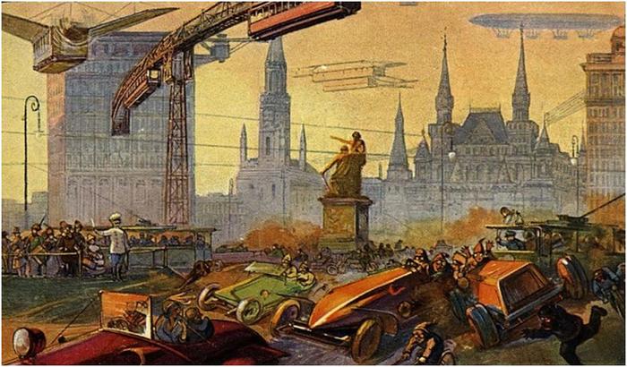Предсказания будущего Москвы на открытках шоколадной фабрики 1914 года