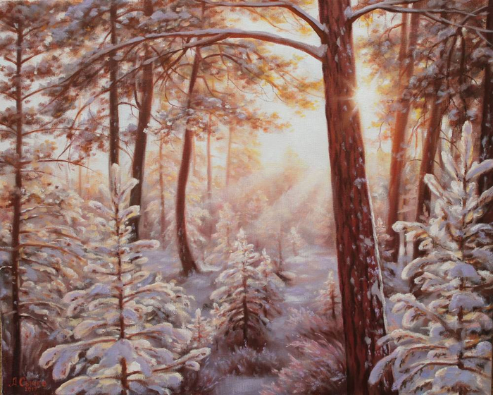 зимний лес в живописи 22 (700x560, 486Kb)