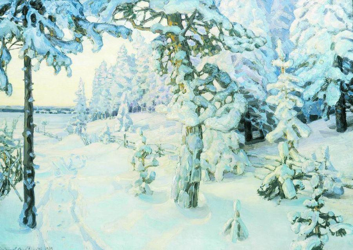зимний лес в живописи 27 (700x495, 432Kb)