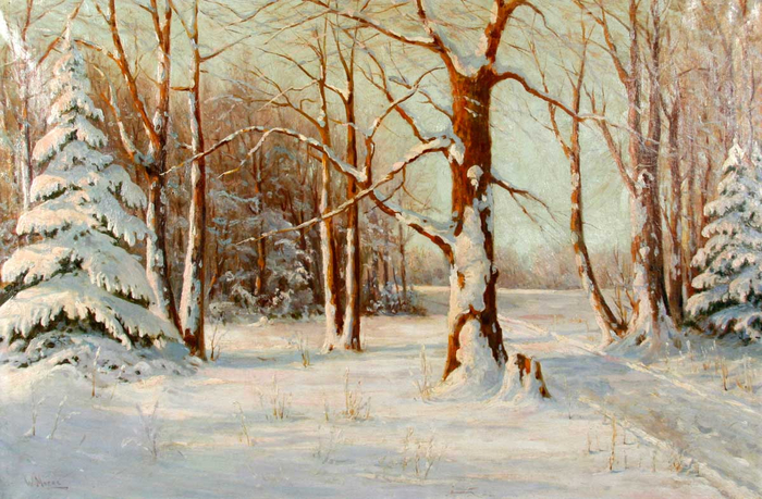 зимний лес в живописи 29 (700x459, 430Kb)