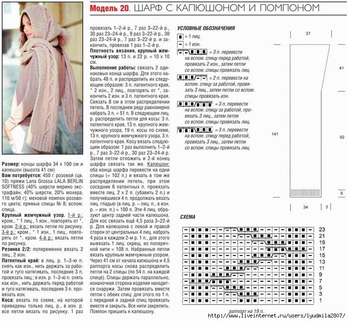 Схема капюшон-шарф с ушками Схема капюшон-шарф с ушками