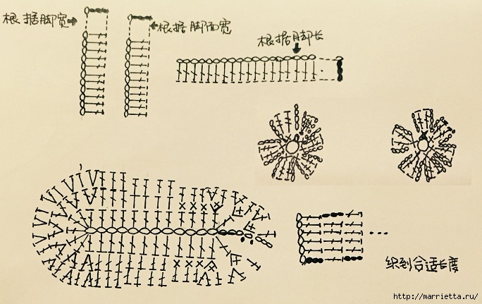 Сандалии крючком для маленькой принцессы (2) (684x431, 210Kb)