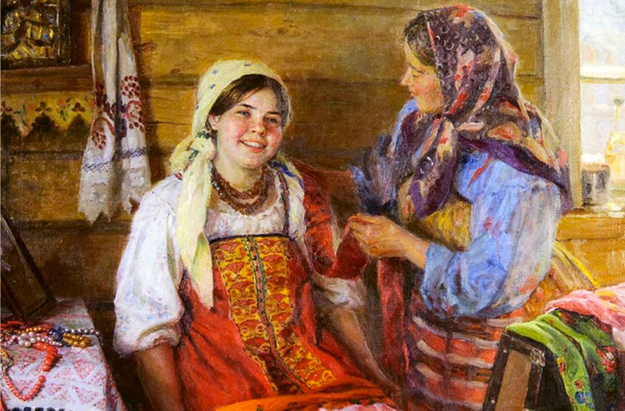 4. Ф. Сычков. В гости. 1940 год (700x460, 462Kb)