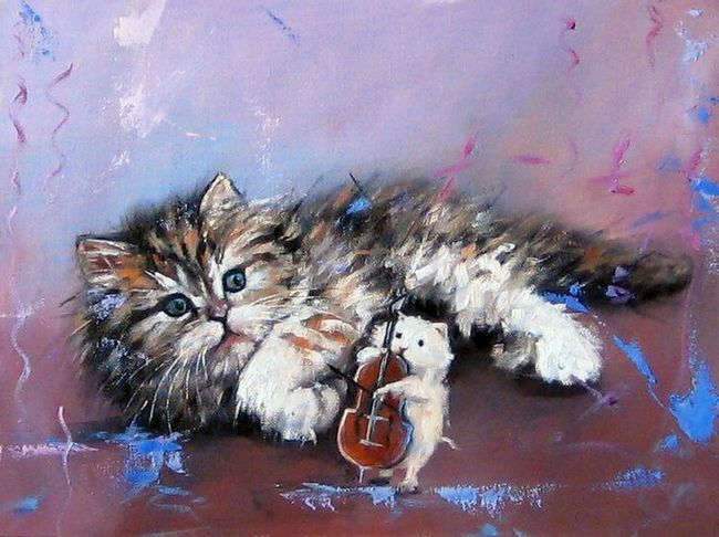Любимые котята художника Александра Гунина4 (650x486, 254Kb)