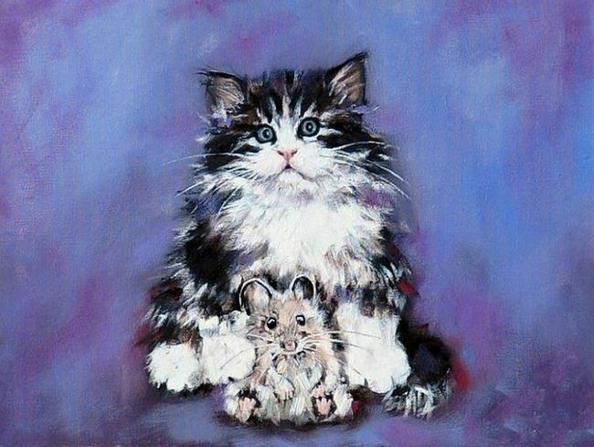 Любимые котята художника Александра Гунина5 (650x489, 239Kb)