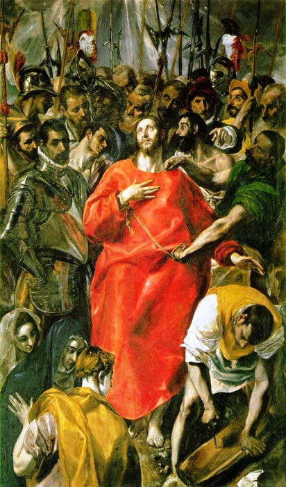 25 Эль Греко (Доменико Теотокопули). Снятие одежд с Христа (Эсполио)  1579 (412x700, 420Kb)