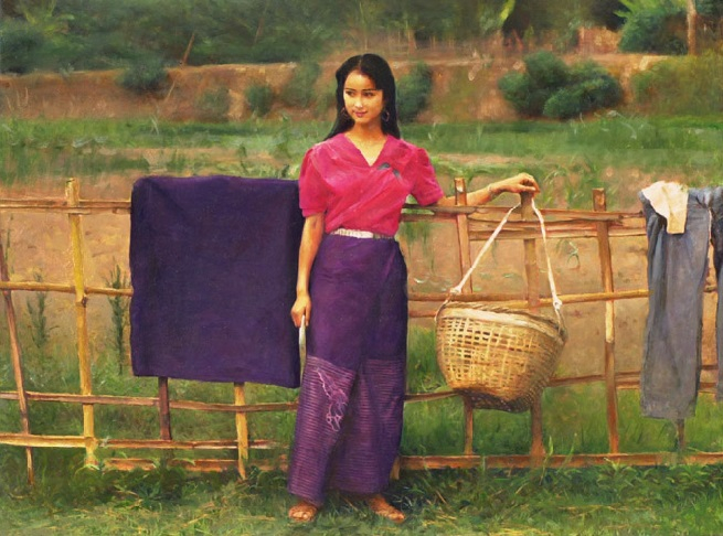 The Village Girl by Garden Fence. (655x486, 306Kb)