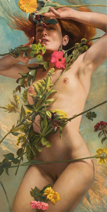 Bell_Julie_VenusClothedInFlowers_oilonwood_36x18inches_2017-copy (352x700, 317Kb)