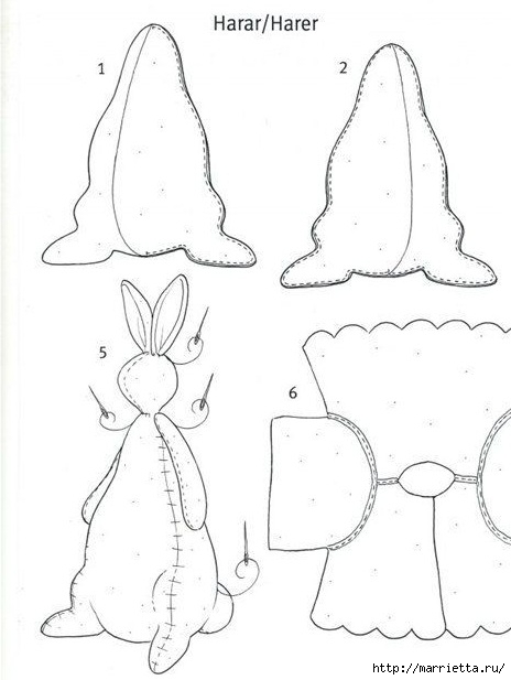 Выкройка текстильного кролика в курточке (11) (464x617, 101Kb)
