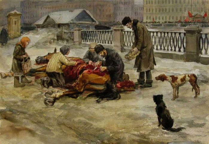 0_1884f5_55e5aa0e_orig.jpgГолодные годы в Петрограде. Разделка павшей лошади. 1919. (700x481, 362Kb)