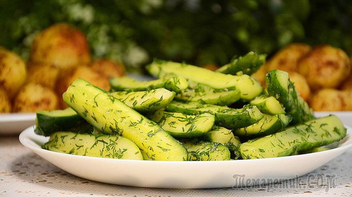 Хрустящие малосольные огурцы с чесноком и укропом, без уксуса. Быстрый рецепт3 (700x393, 294Kb)