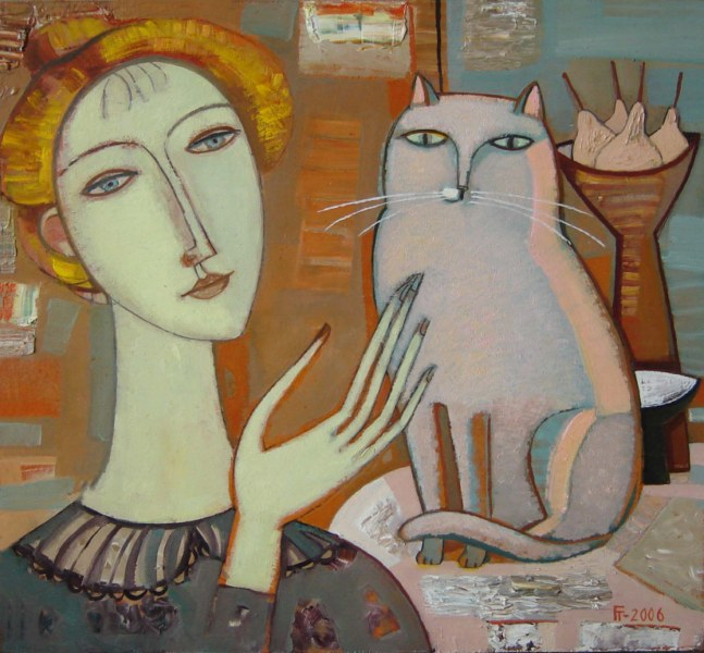 Woman and cat (647x600, 295Kb)