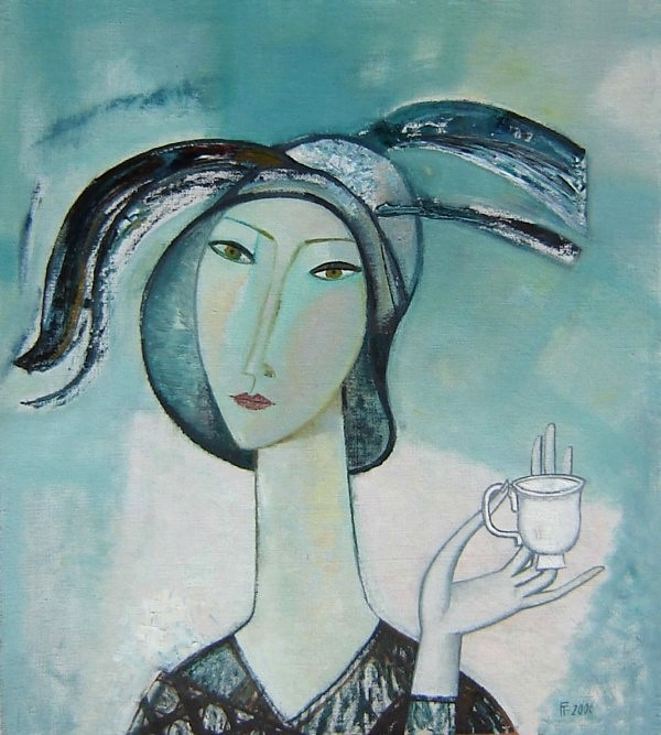 Woman with a white cup (600x667, 285Kb)