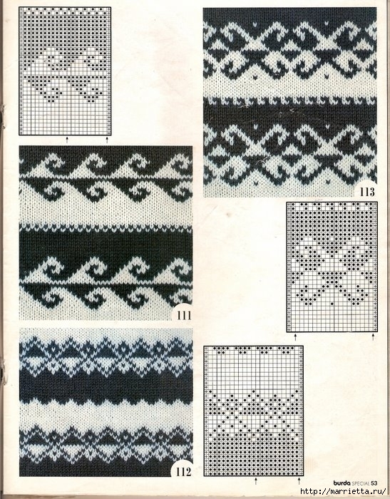 Жаккардовые орнаменты. Схемы вязания (3) (547x700, 331Kb)