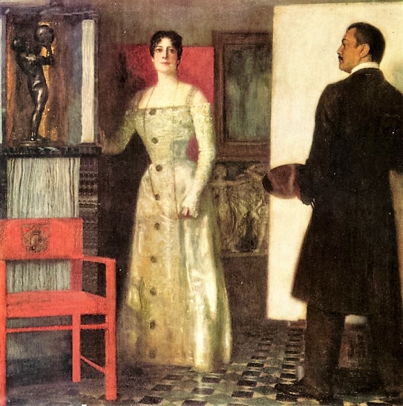 Self-portrait of the painter and his wife in the studio   1902 (580x584, 134Kb)
