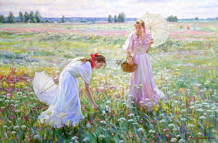 girls-gather-field-flowers (700x459, 491Kb)