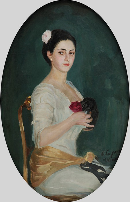 Portret-zhenshhiny-s-rozoj, 1910-h.m. (452x700, 83Kb)